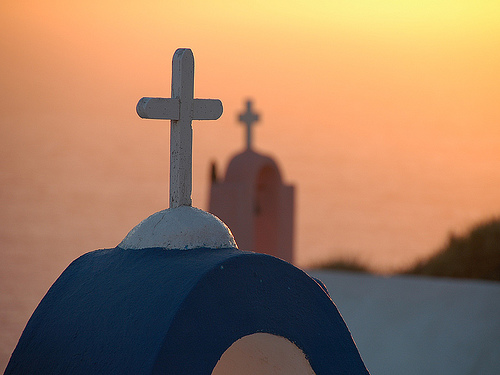 Oia Cross at Sunset