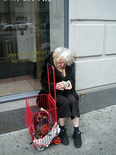 Very old homeless woman after I gave her money and told her she's beautiful